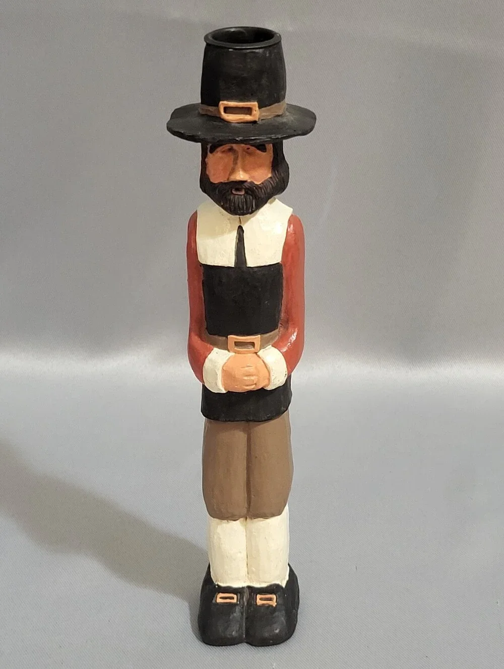 Kurt Adler Thanksgiving Pilgrim Man Woman Pair Candle Holders Primitive Folk Art